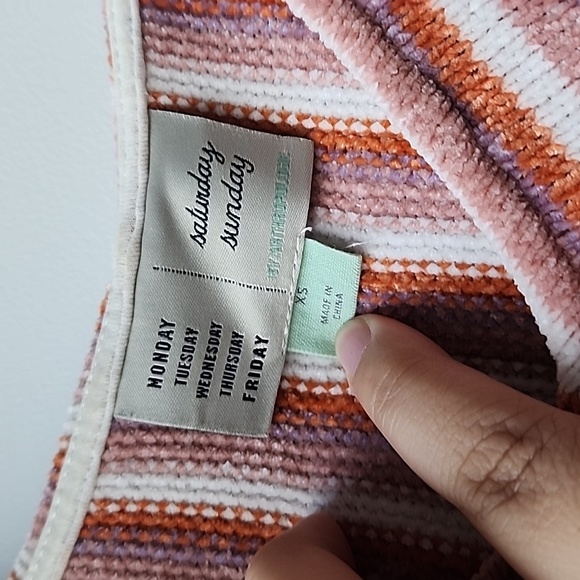 Anthropologie Saturday Sunday Stripe Retro Chenille Knit Flare Hoodie - Picture 2 of 7